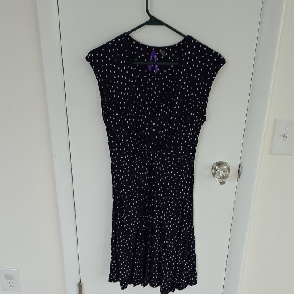 Seraphine Navy and White Polka Dot Midi Dress 6